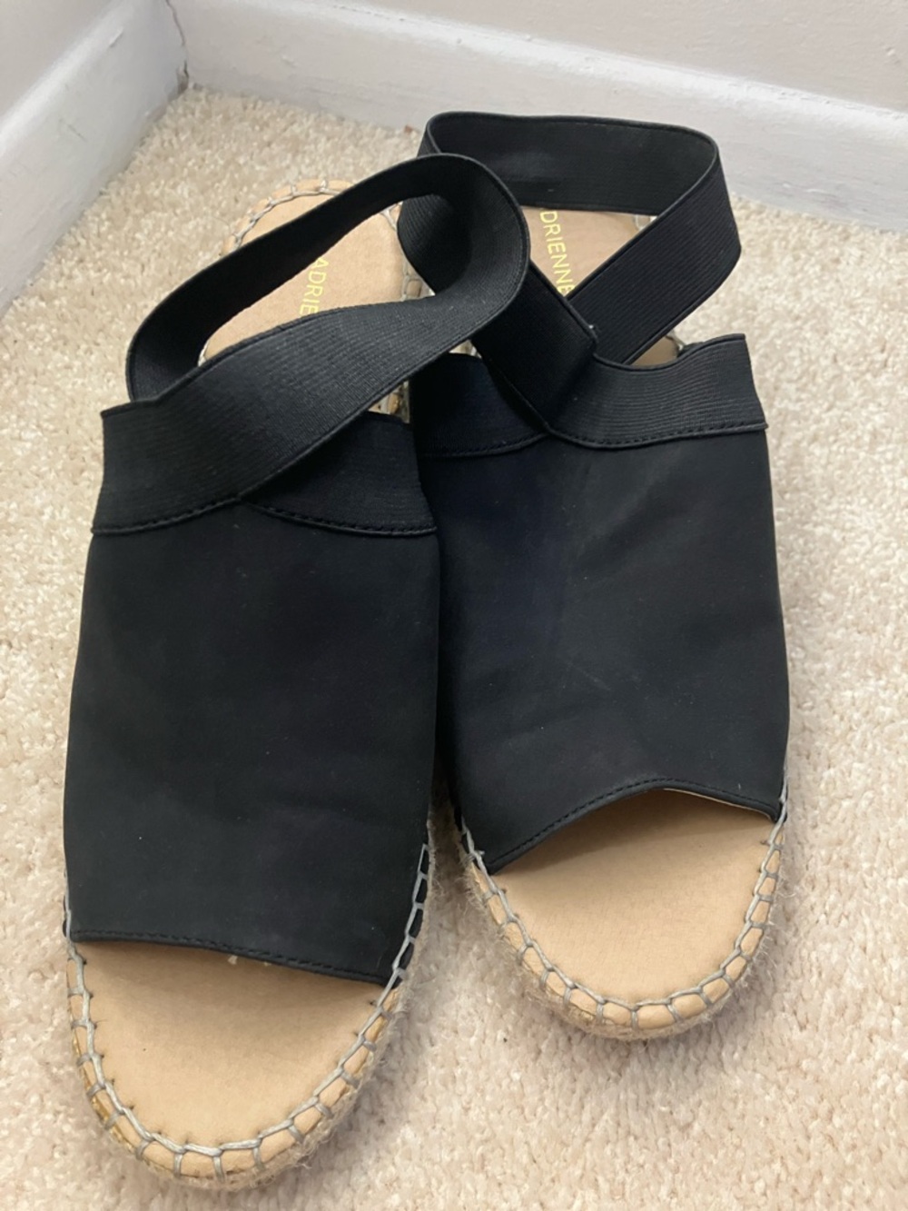 Adrienne Vittadini Black Espadrille Slingback Sandals